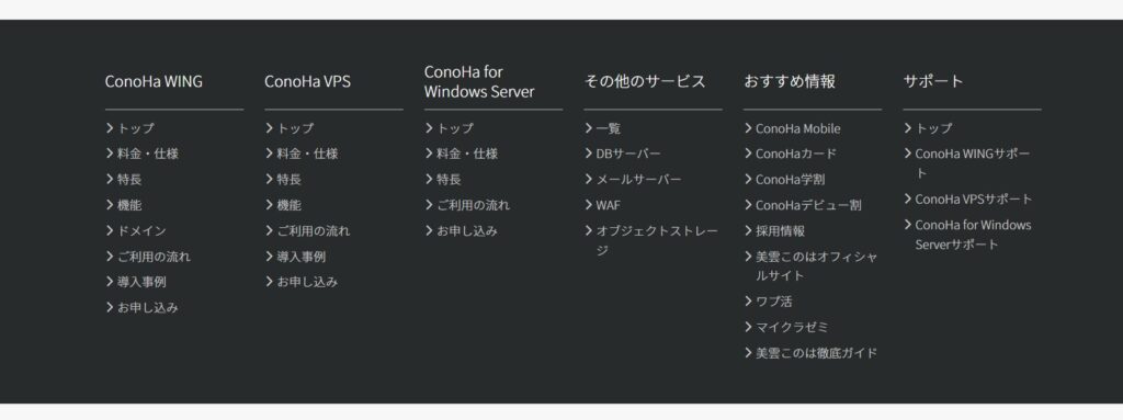 サイトマップ　ConohaWing